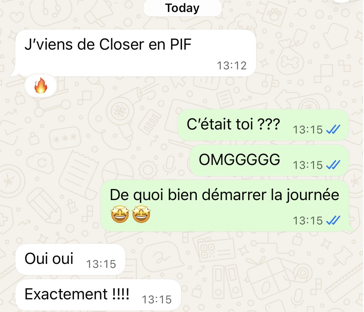 Message client : vente closée en PIF
